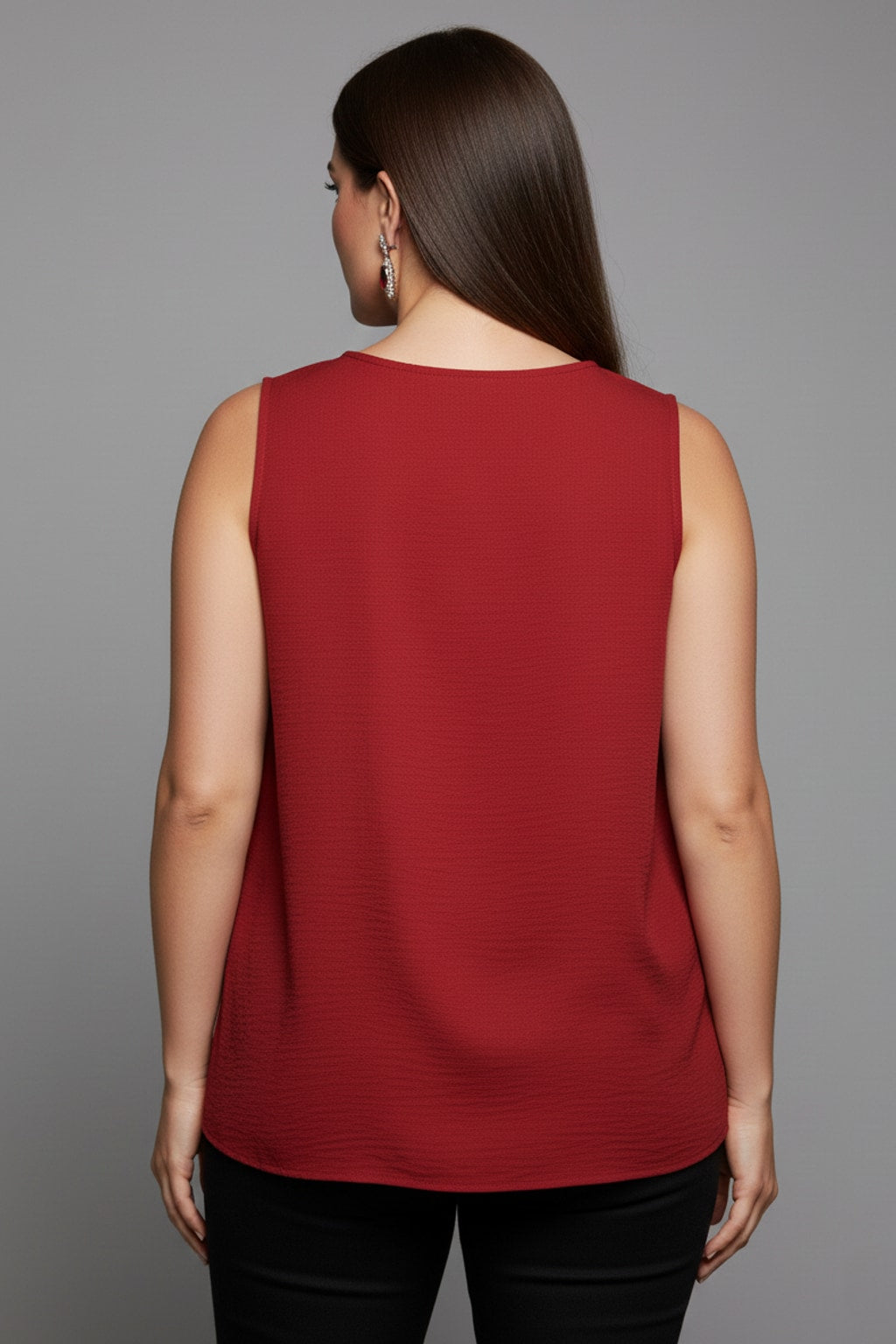 5513 Crimson V-Neck Blouse Plus
