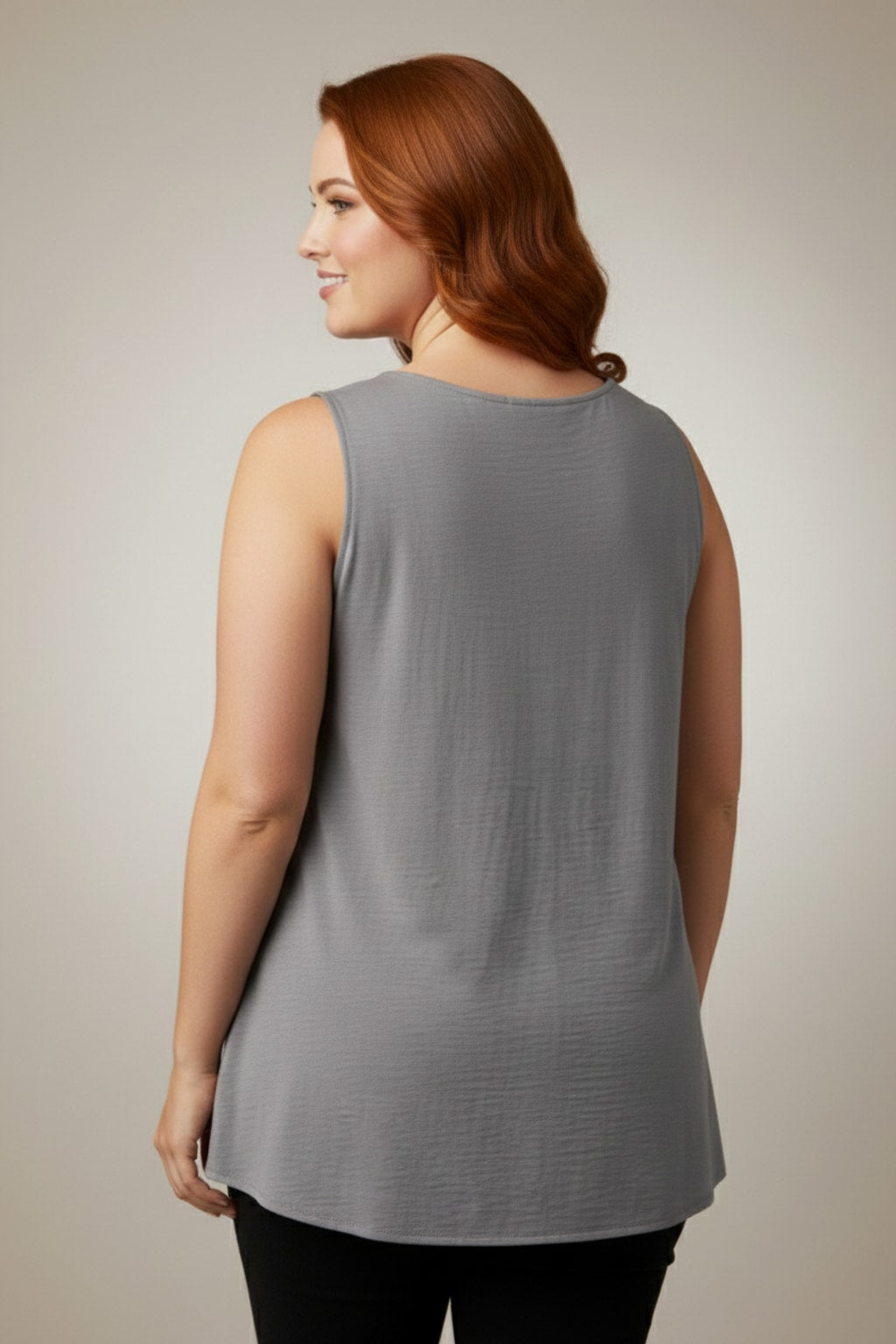 5513 Gray V-Neck Blouse Plus