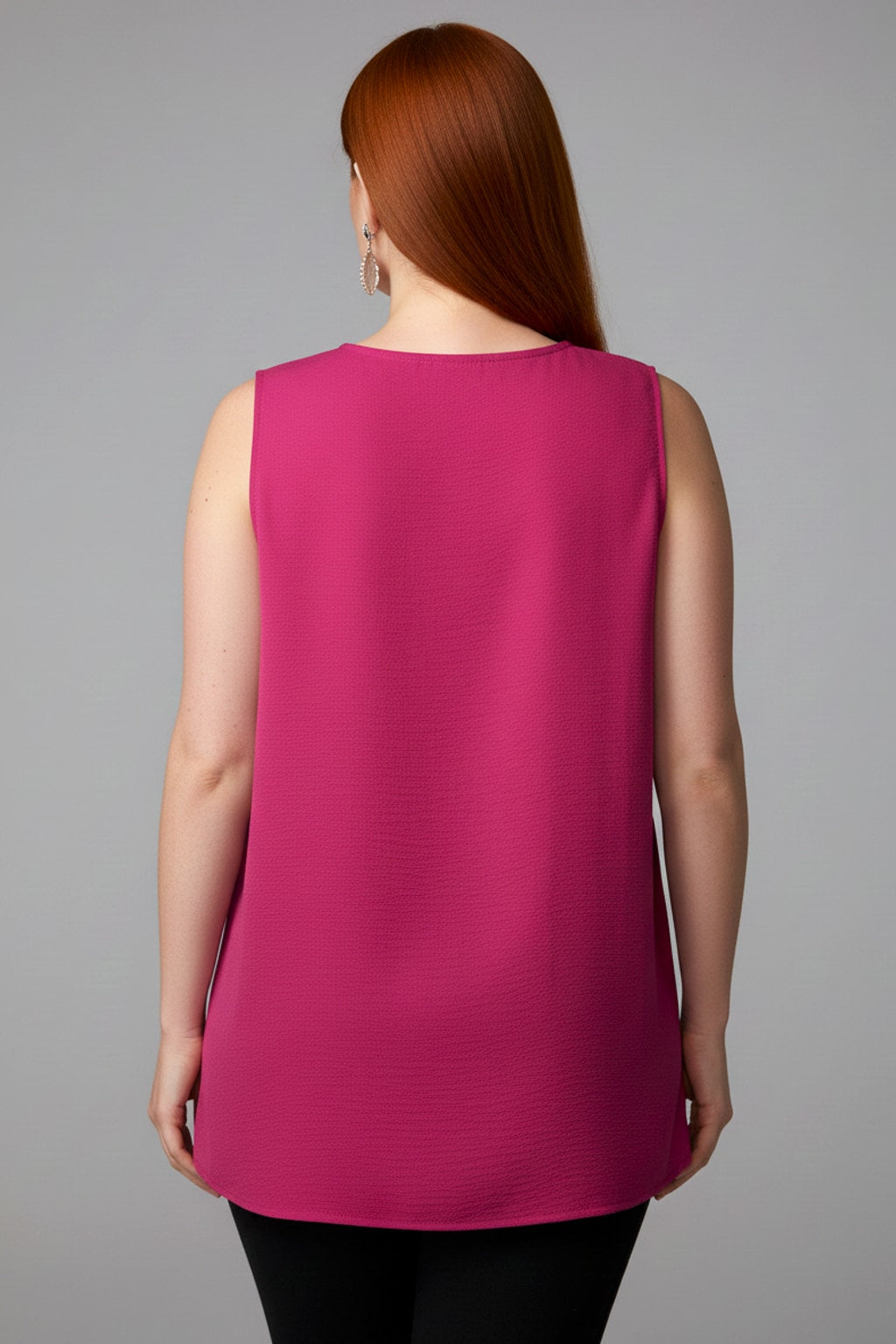 5513 Fuchsia V-Neck Blouse Plus