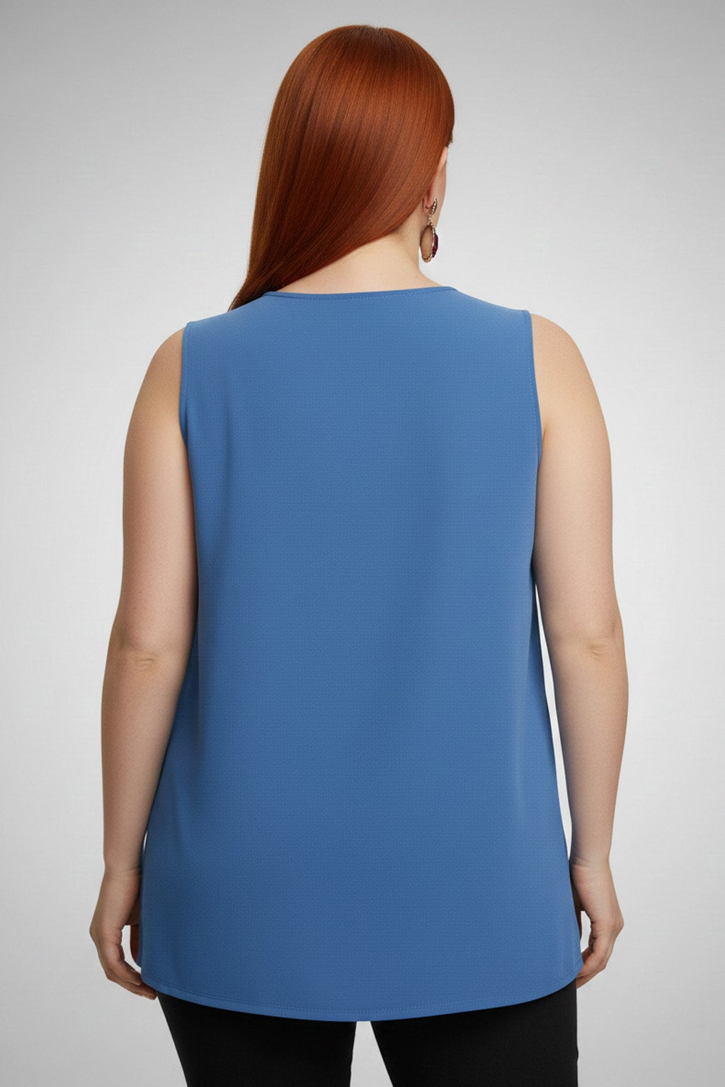 5513 Hydrangea Blue V-Neck Blouse Plus