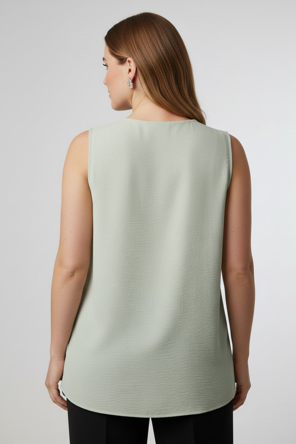 5513 Pale Sage V-Neck Blouse Plus