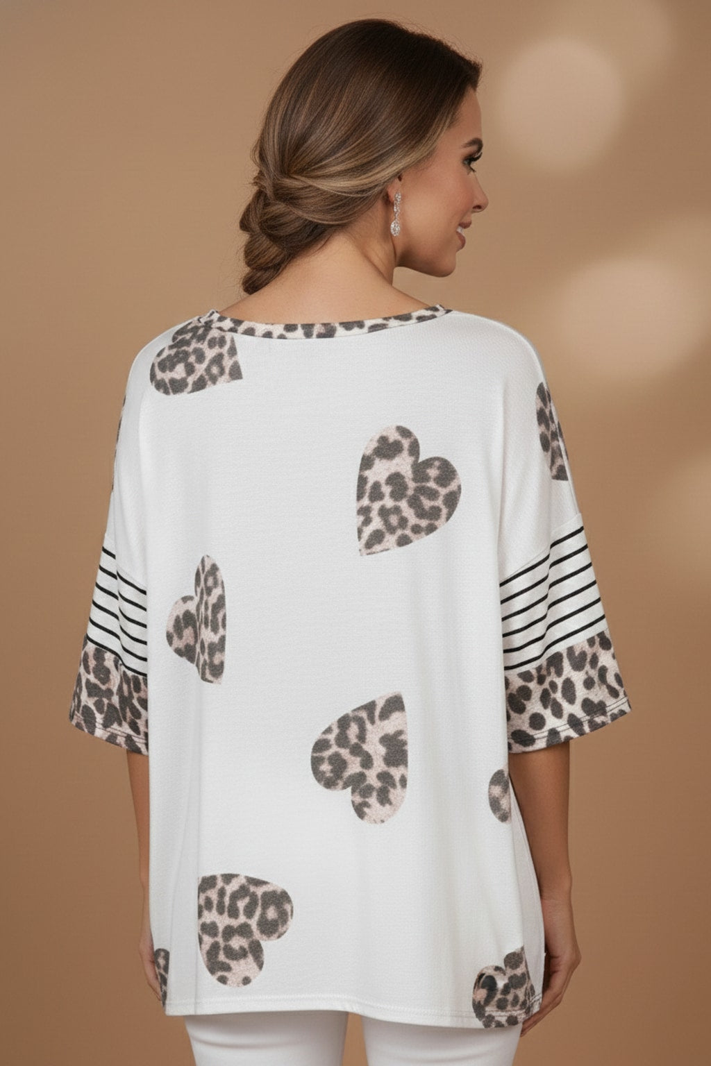 LMT2258 Leopard Heart Print Blouse