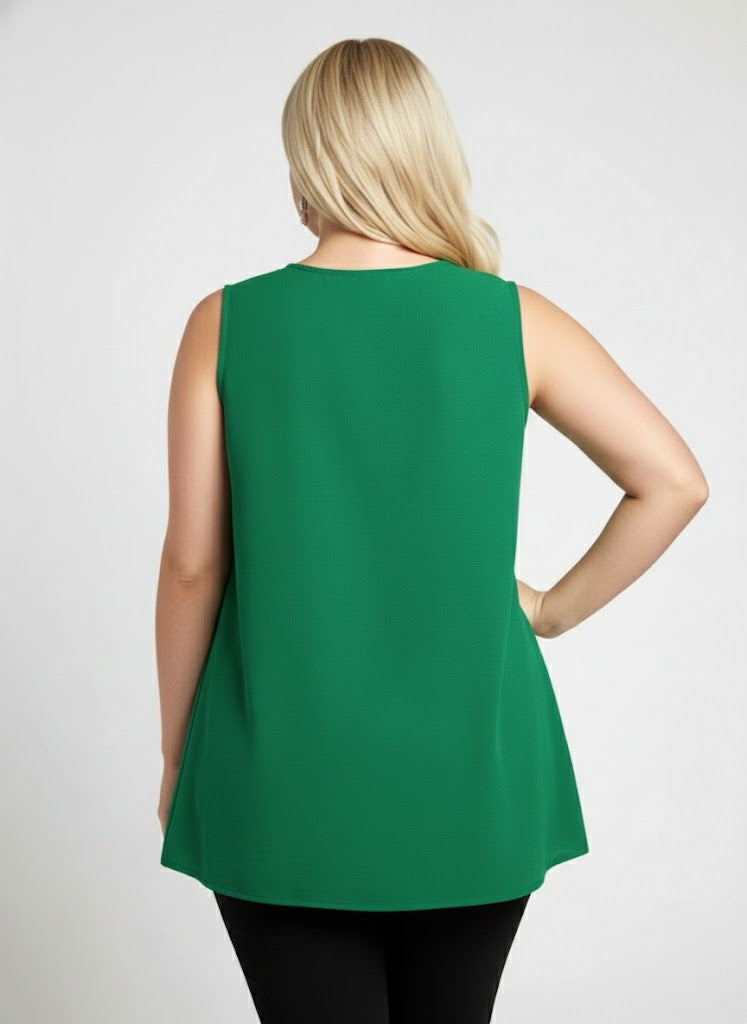 5513 Green V-Neck Blouse Plus