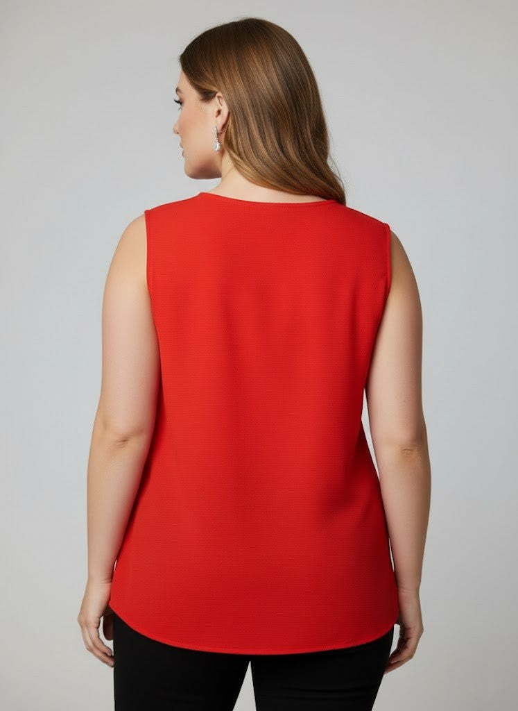 5513 Red V-Neck Blouse Plus