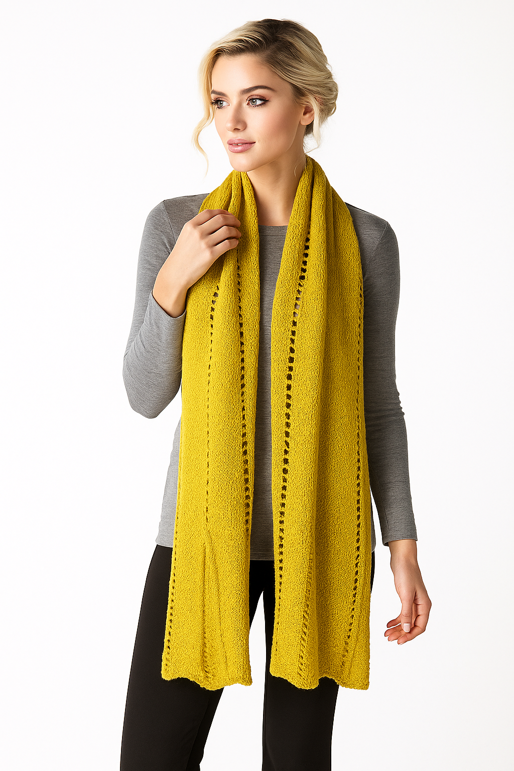 1110 Mustard Yellow Drape Shawl