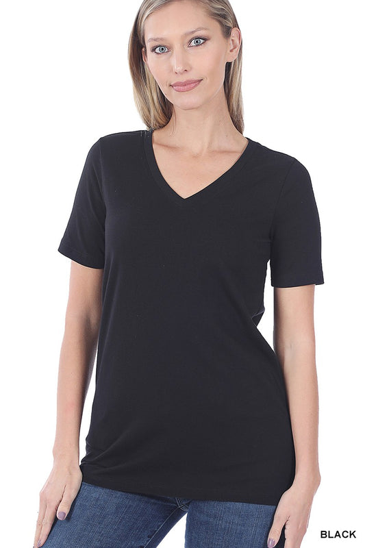 Style 1009 Black Cotton V Neck Short Sleeve TShirt