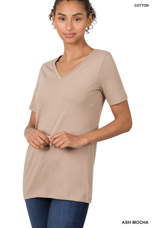 Style 1009 Ash Mocha Cotton V Neck Short Sleeve TShirt