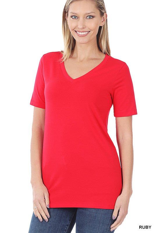 Style 1009 Ruby Cotton V Neck Short Sleeve TShirt