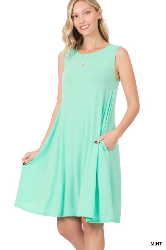 Style 9494 Mint Tank Tunic Dress with Side Pockets