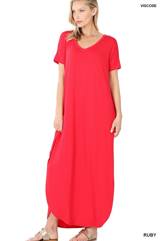 Style 7014 Ruby Maxi Viscose Side Pocket Dress