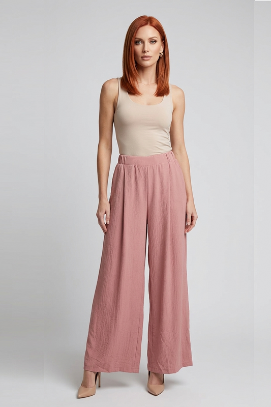 1234 Dusty Rose Pleated Trousers with Side Pocket
