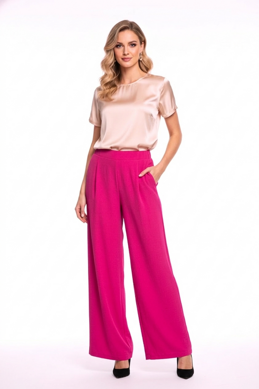1234 Fuchsia Pleated Trousers with Side Pocket
