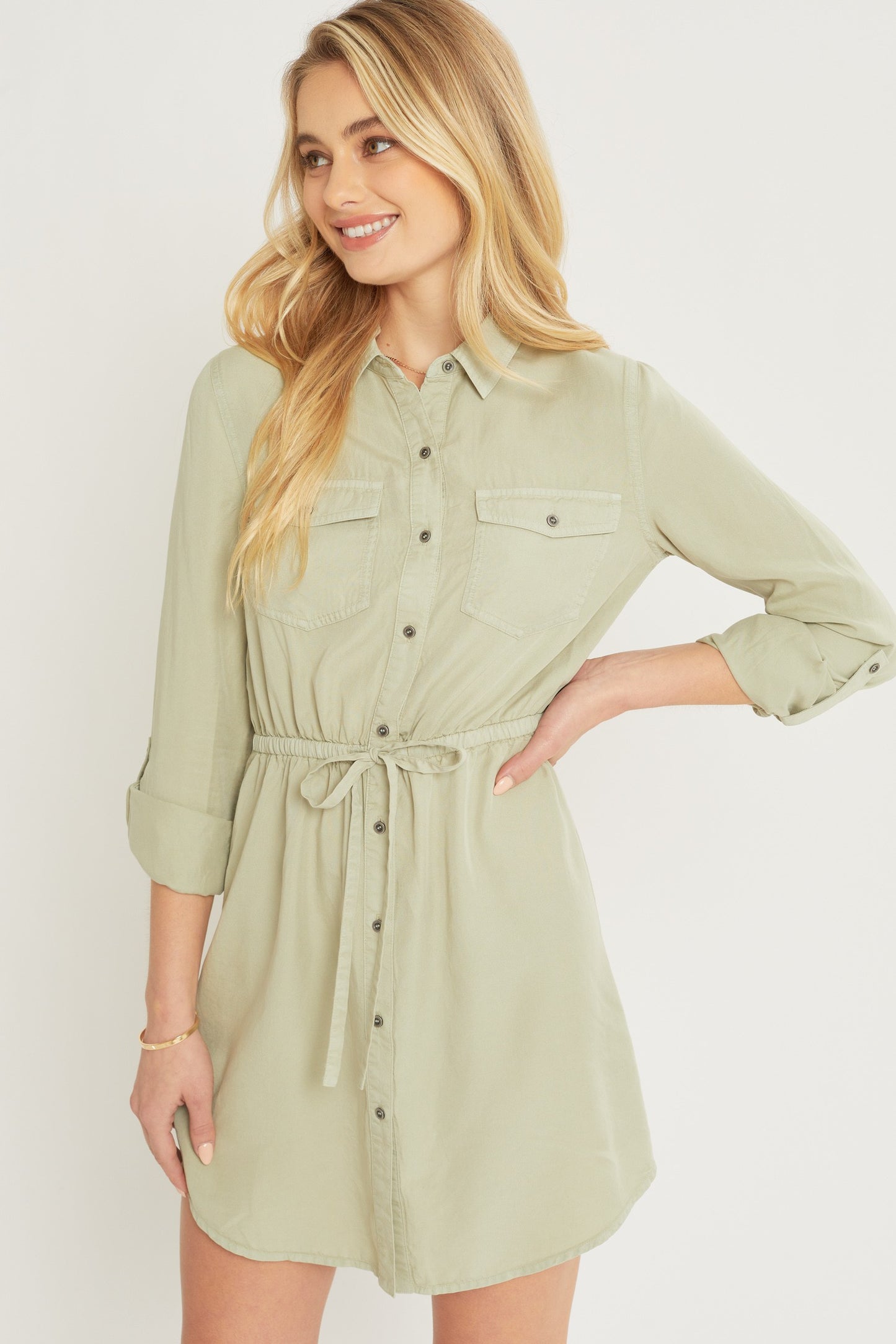 Style 4394-6 Moss Button Down Tencel Dress