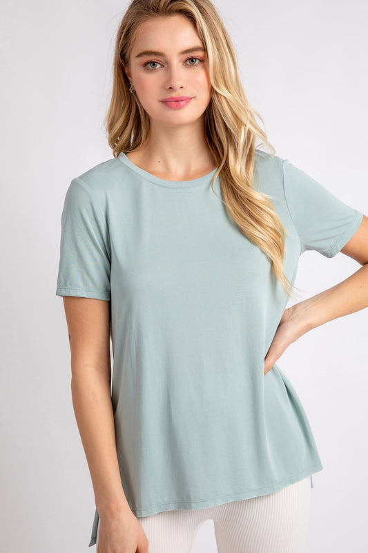 Style 2876 Mint Round Neck Modal/Poly Top