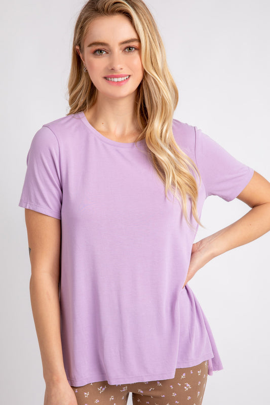 Style 2876 Lilac Round Neck Modal/Poly Top