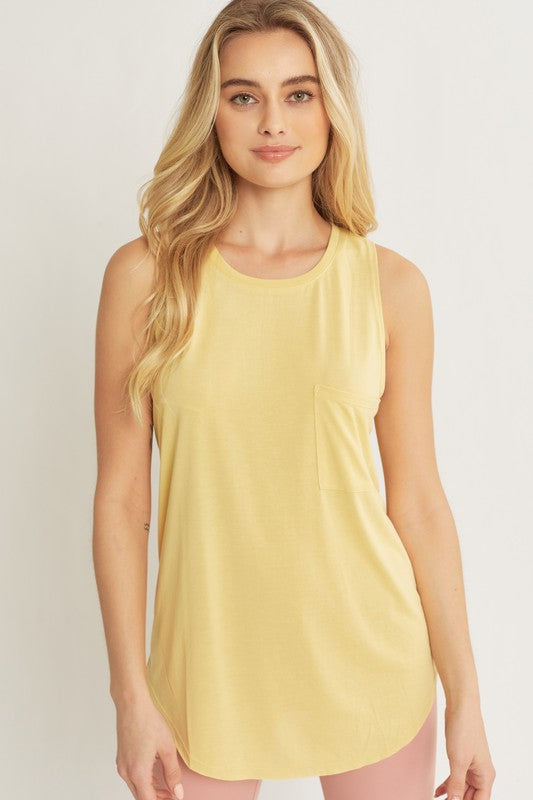 Style 2923 Yellow Modal Poly Pocket Front Tank