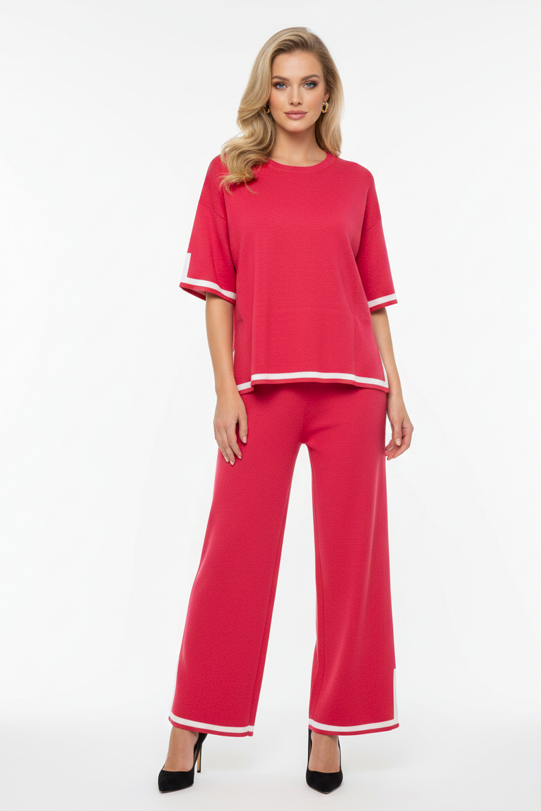 138 Fierce Red & White Blouse and Pants Set