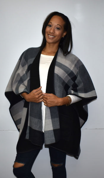 Grey/Black Square Patterned Wrap