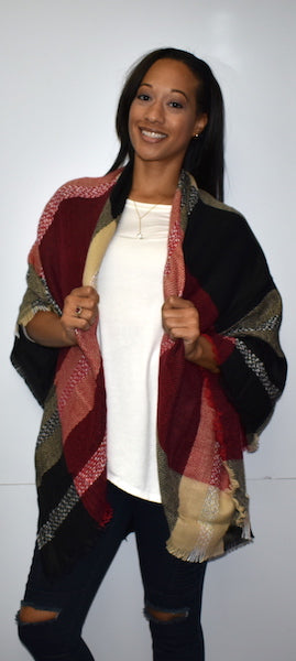 Red/Light Yellow/Black Blanket Scarf