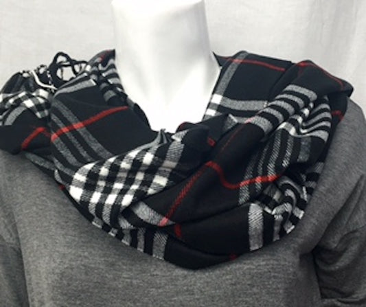 Black/White Plaid Cashmere-Feel Scarf