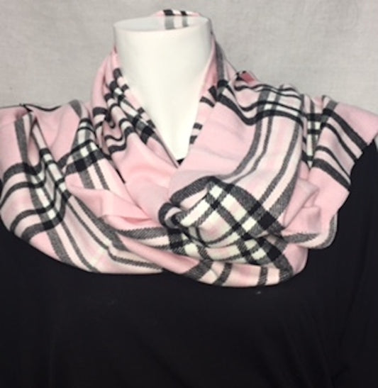 Light Pink Plaid Cashmere-Feel Scarf