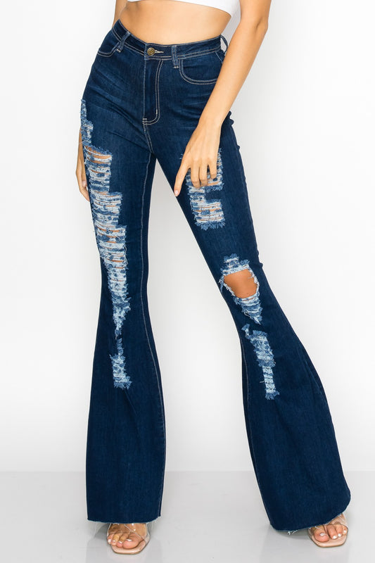 Style 025 Dark Blue Distressed Jeans