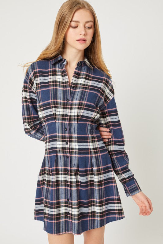 4726 Navy Plaid Dress