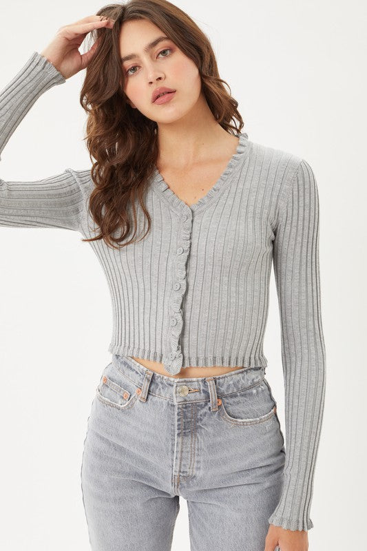 9943 Heather Gray Long Sleeve Sweater Top