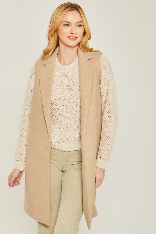 Style 5052 Oatmeal Cashmere Feel Long Vest