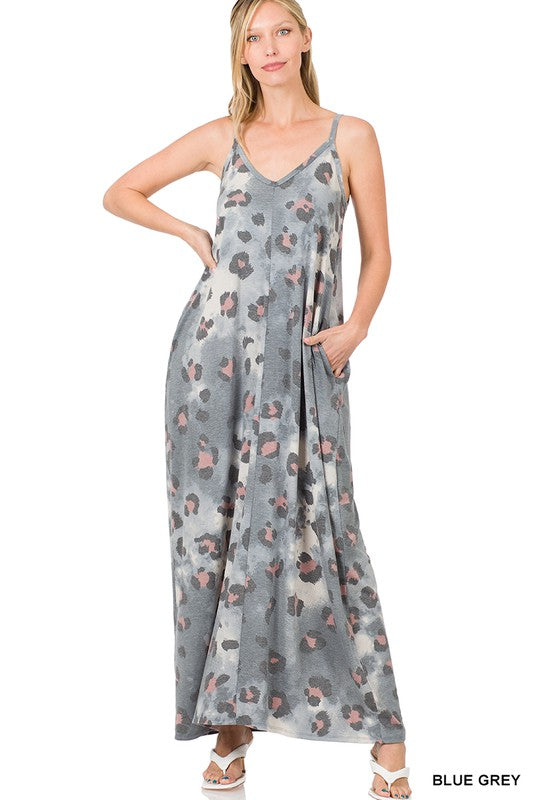 Style 843 Blue Grey Tank Maxi Dress