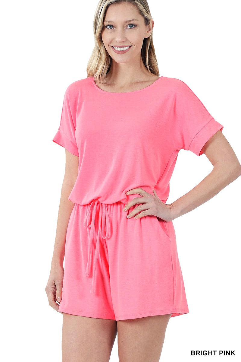 Style 2171 Bright PinkSolid Romper