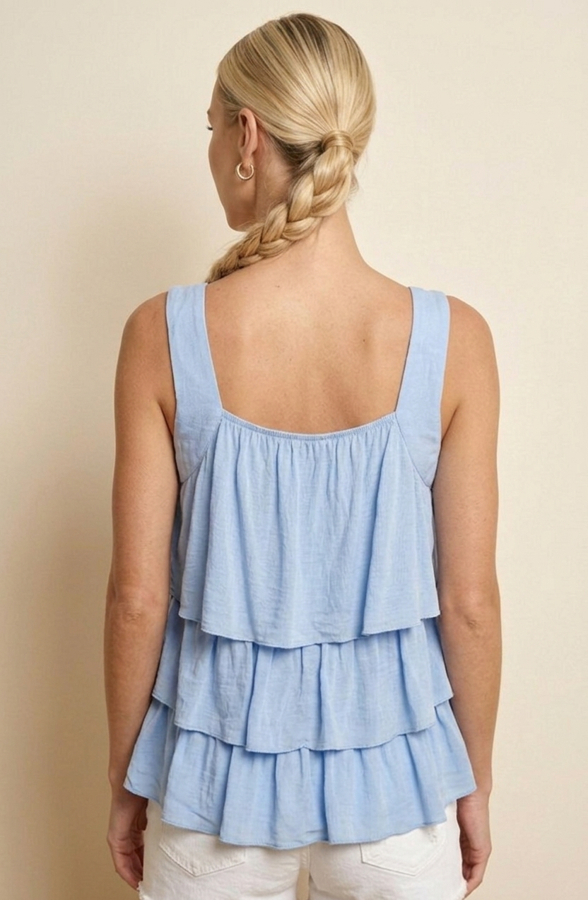 1597 Dreamy Powder Blue Layered Top