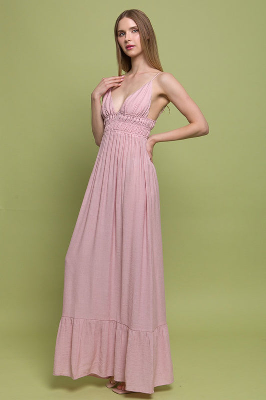 Style 4742 Pink Stone Woven Maxi Dress