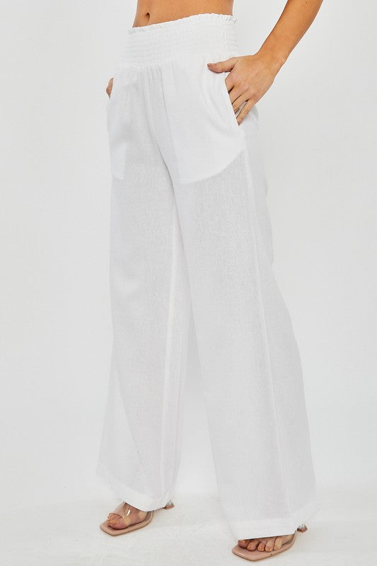 Style 6811 White Linen/Viscose Solid Long Pants