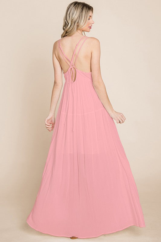 Style 10983 Beach Maxi Dress with Criss Cross Back Color Mauve