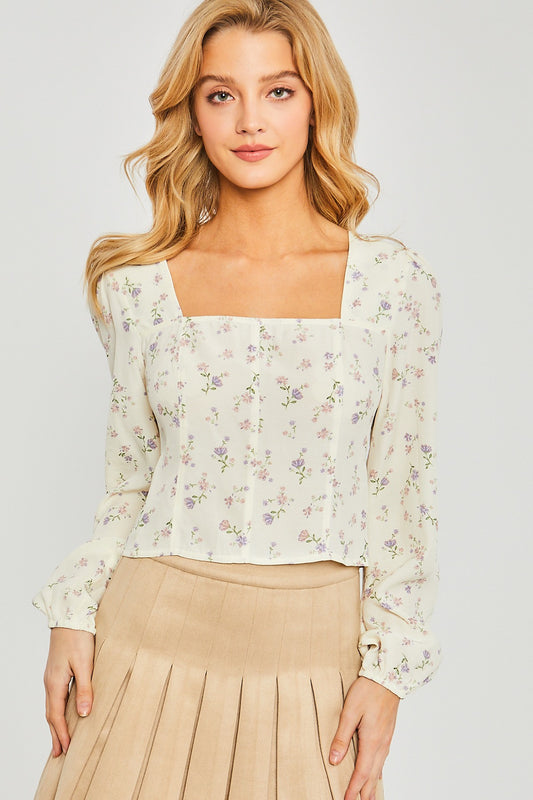 Style 10164 Smocked Terra Cotta Floral Top