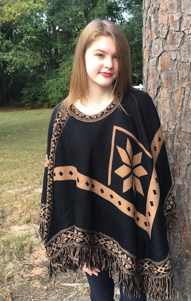 1457 Black w/ Brown Poncho