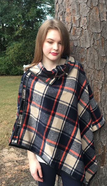 P349 Plaid Poncho