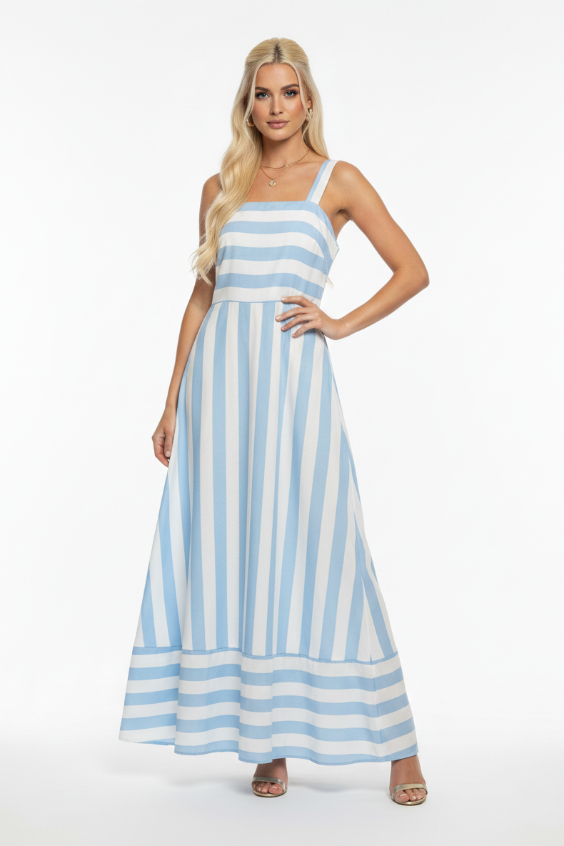 2009 Seaside Blue Dream & White Maxi Dress