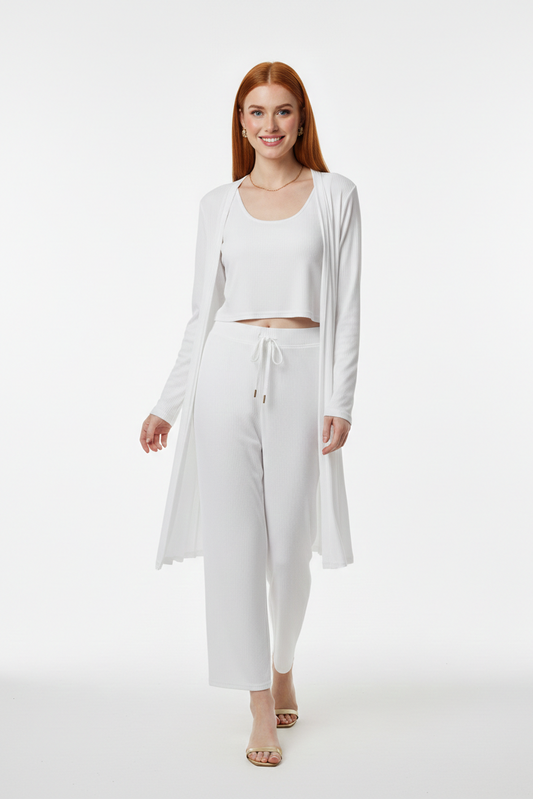 200 White 3 Pc Loungewear Set