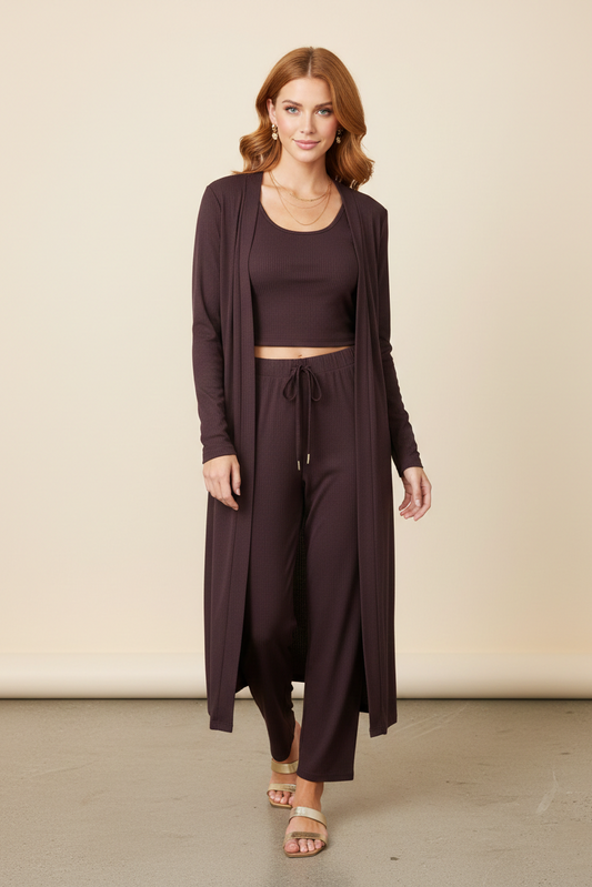 200 Brown 3 Pc Loungewear Set