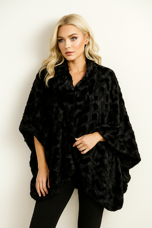 204 Black Onyx Faux Fur Cardigan