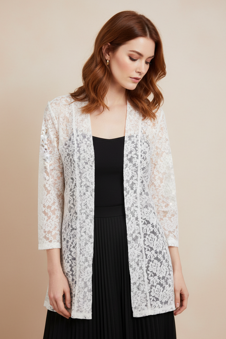 20 Romantic Floral White Lace Cardigan