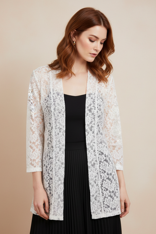 20 Romantic Floral White Lace Cardigan