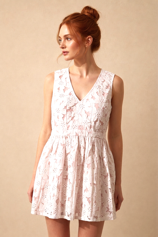 213156 Dreamy Floral Lace Mini Dress