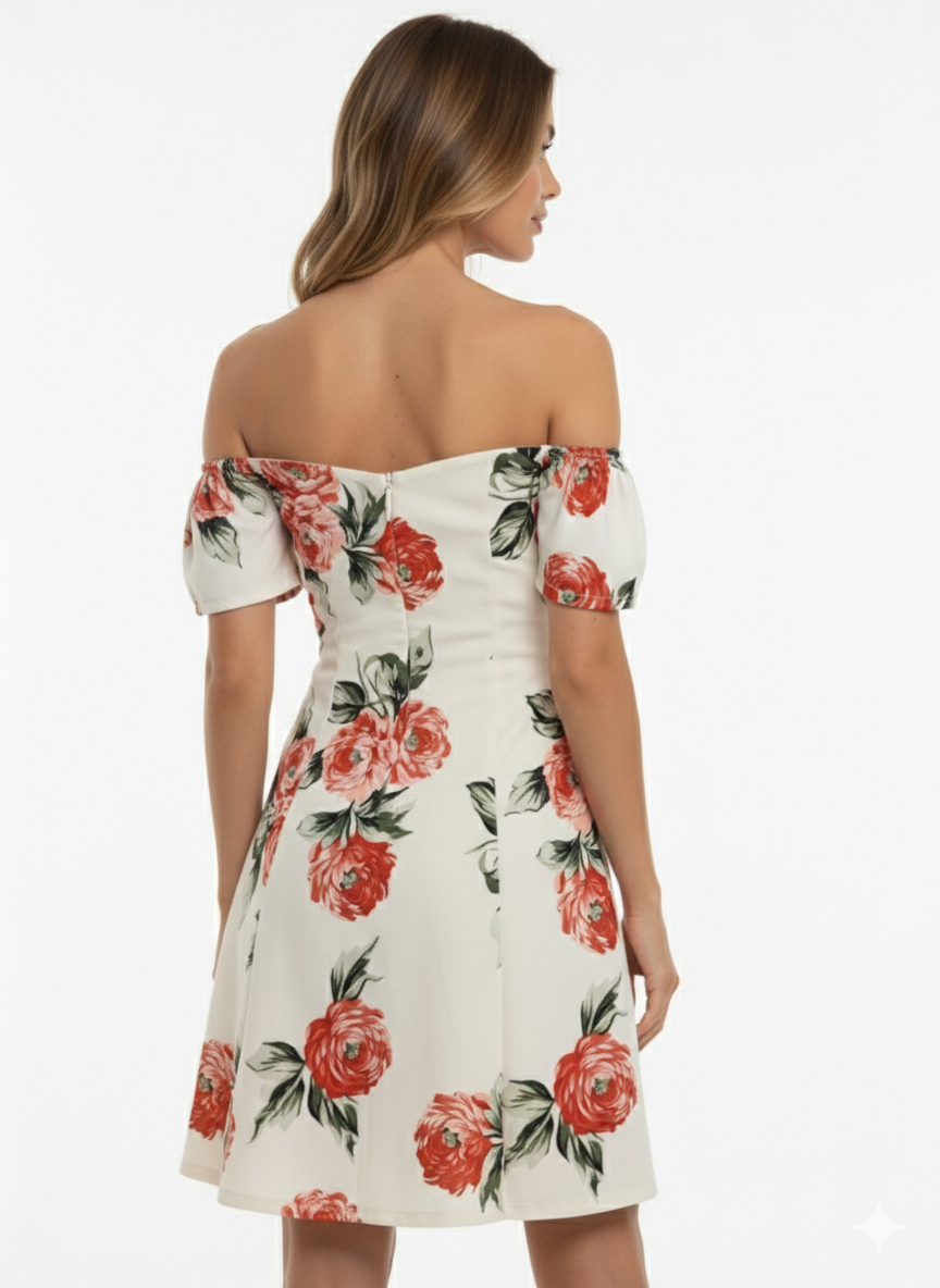 23615 Romantic Rose Off-Shoulder Dress