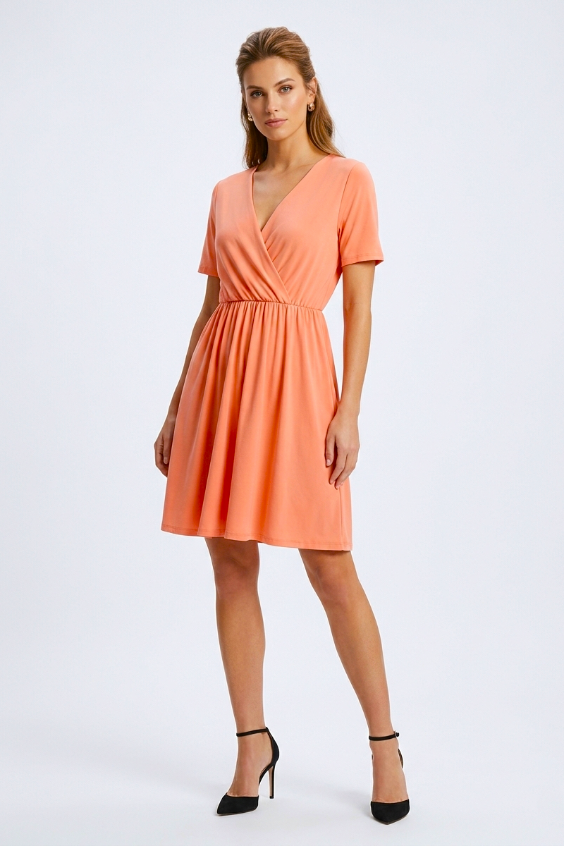 2376 Blushing Apricot Wrap Dress with Pockets