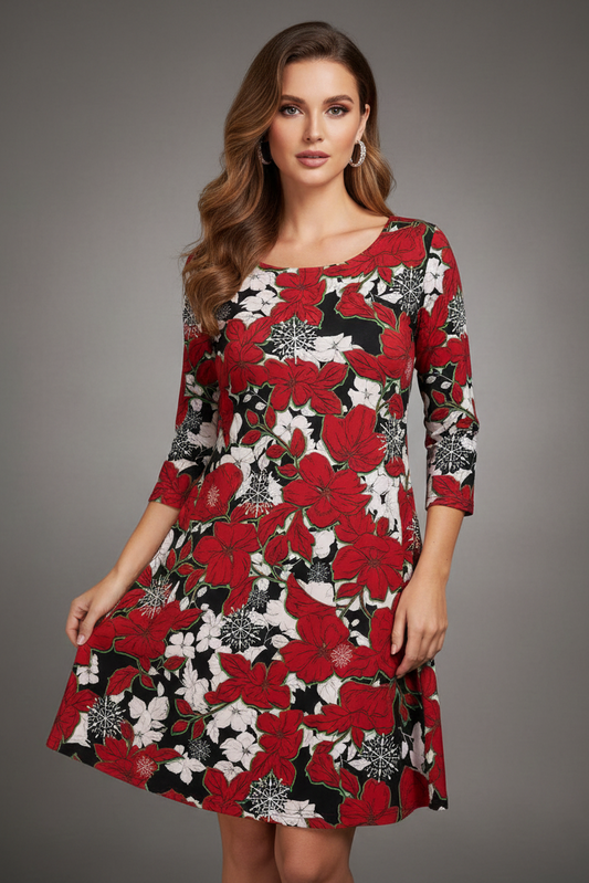 263 Snowflake & Scarlet Bloom Dress