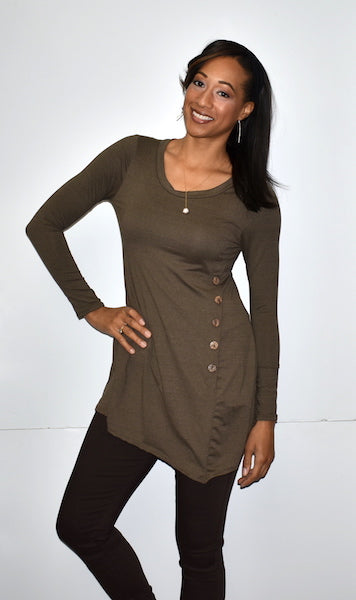 4057 Brown Side Button Top