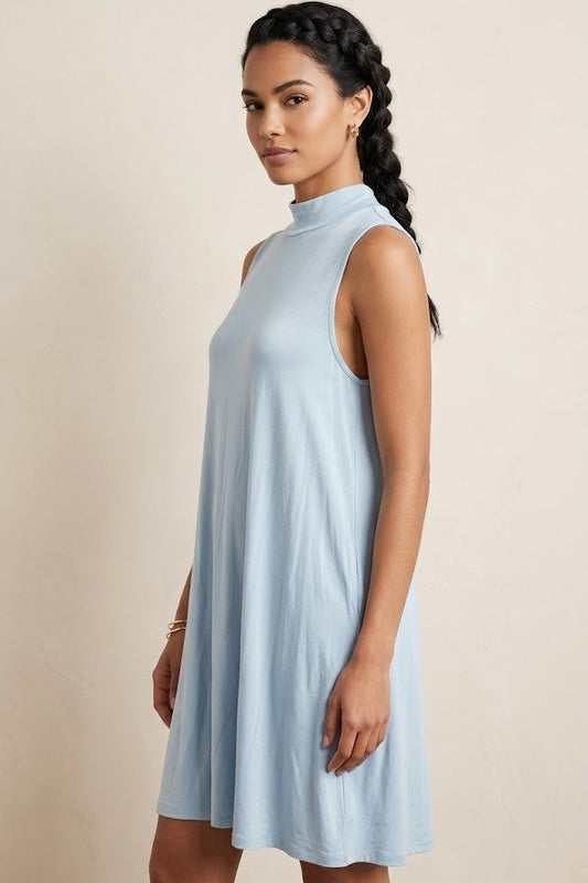 2905 Powder Blue Sleeveless Pocket Dress